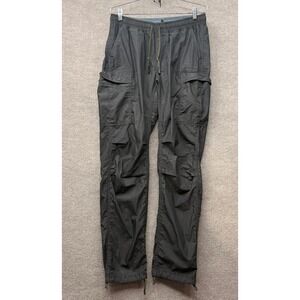 Relwen Mens Cargo Pants Medium Charcoal Grey Cotton Nylon Drawstring Hem Utility